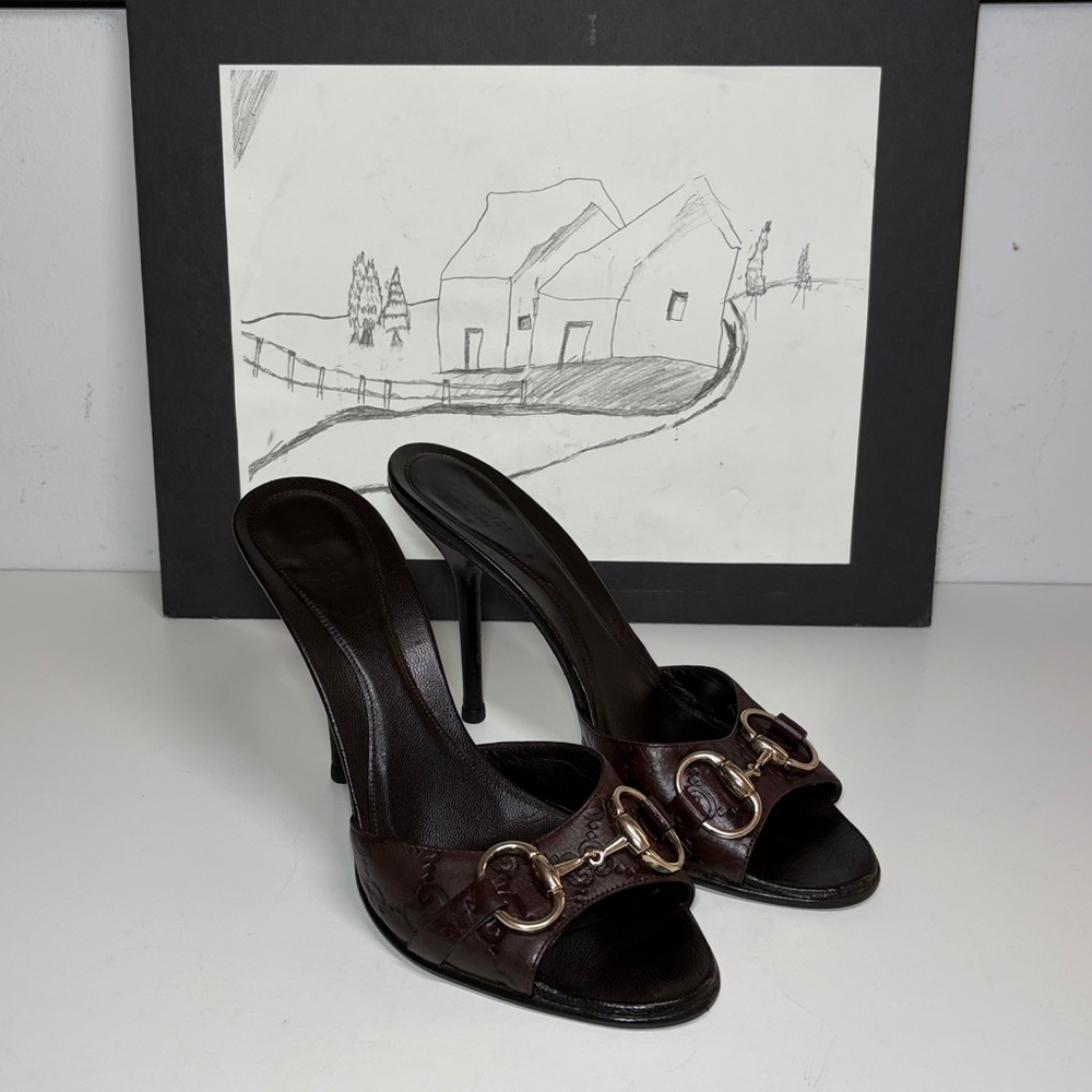 Gucci Brown Guccissima Horsebit Slides Sandals Women’s Size US 7.5 B